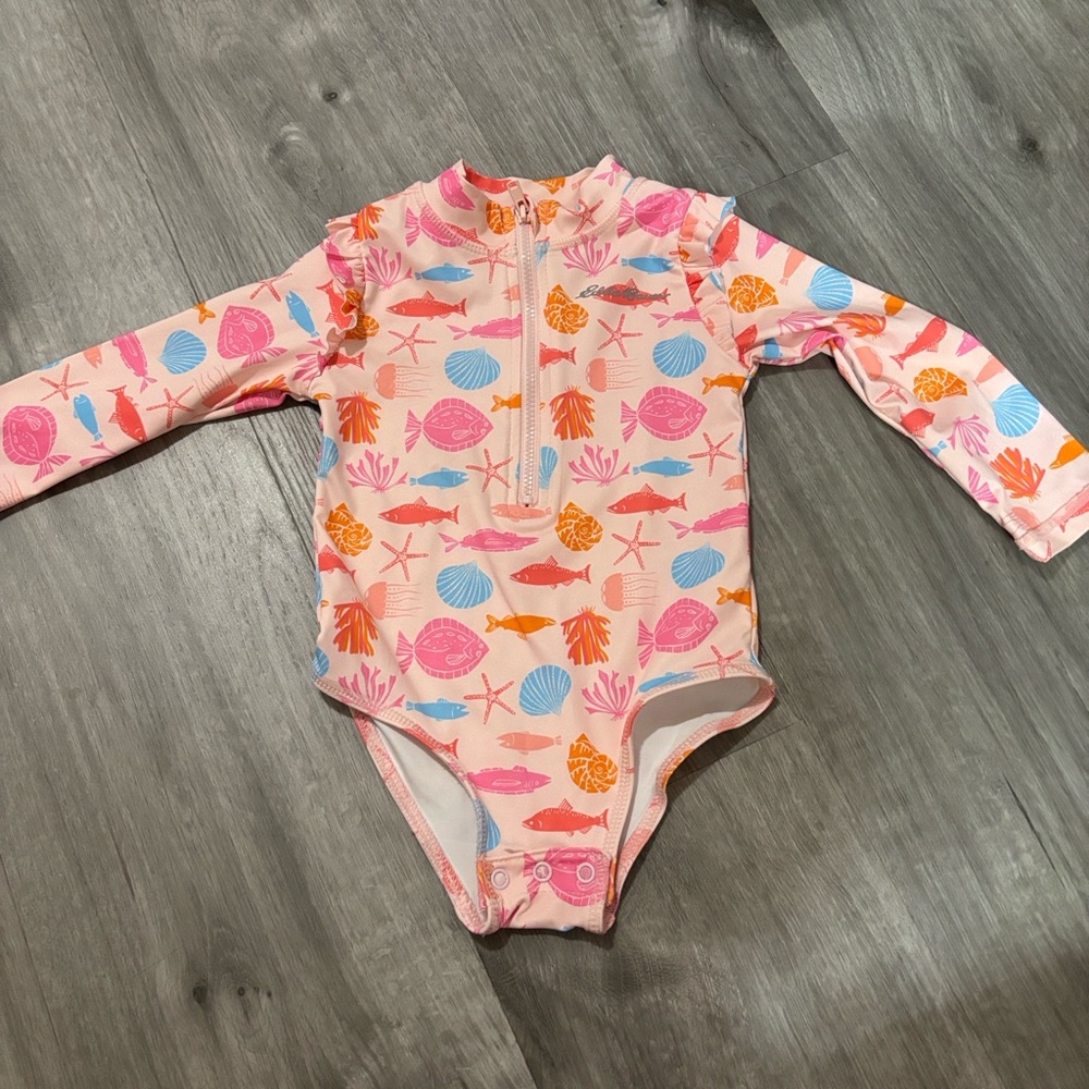 NWOT Eddie Bauer - Colorful Sea Life swimsuit and Bucket Hat
